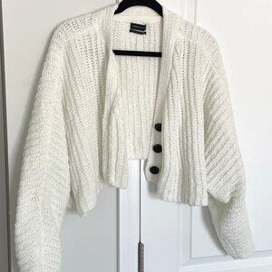 Urban Outfitters White Cropped Oversized Knit Cardigan